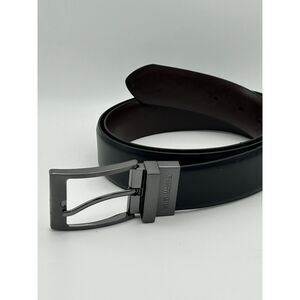 Steve Madden Mens Reversible Belt Black Brown Gunmetal Buckle Size L 38-40  J